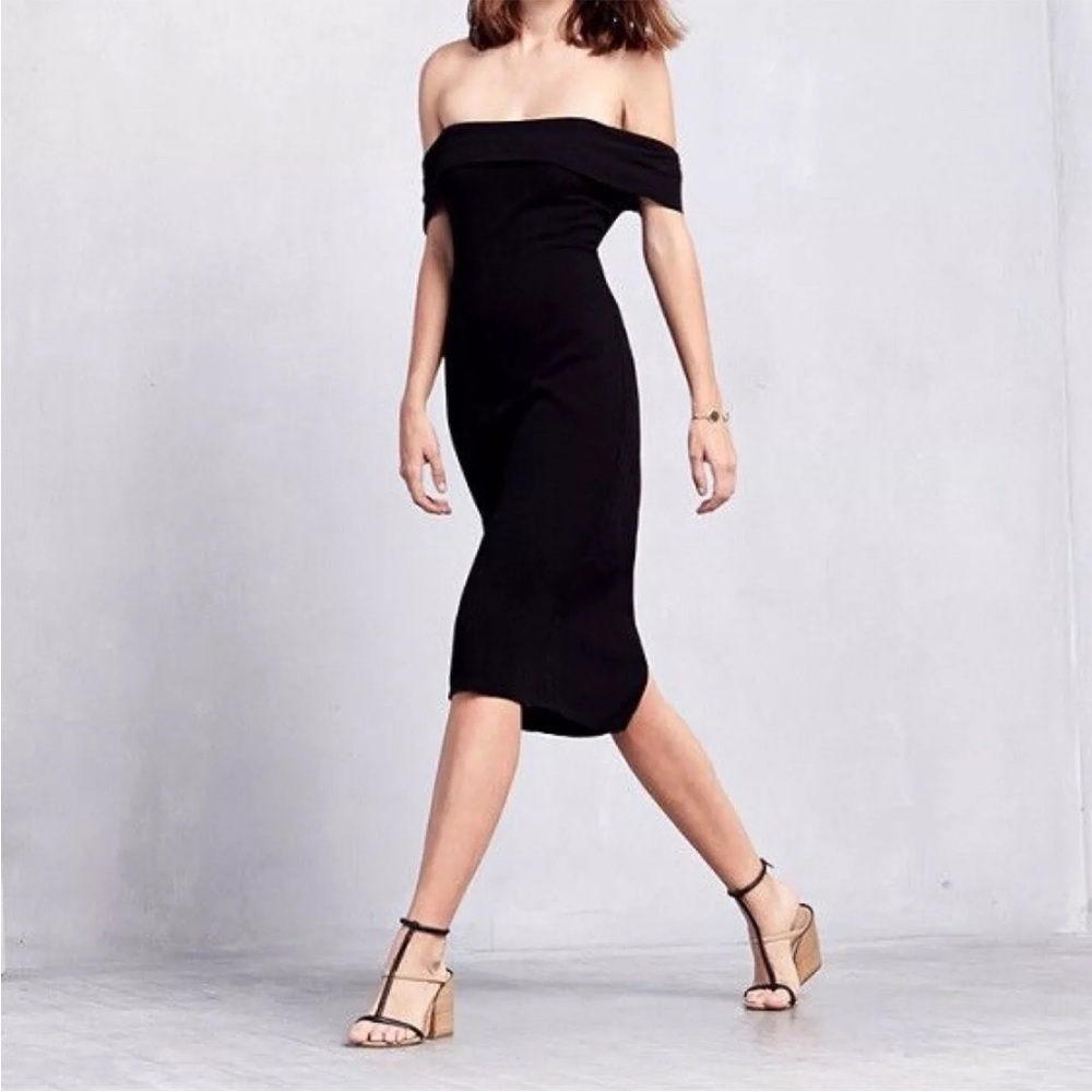 Reformation Carrera Black Off The Shoulder Dress Bodycon small dry clean